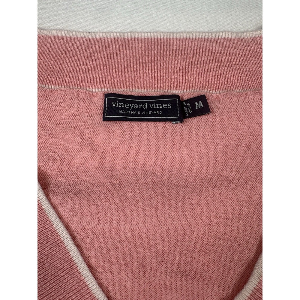 Vineyard Vines Heritage Tipped Cashmere Blend Sweater Palm Beach Pink Med Ladies - Picture 5 of 13